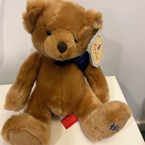 New with tags vintage 2001 Hamleys of London teddy bear blue bow tie